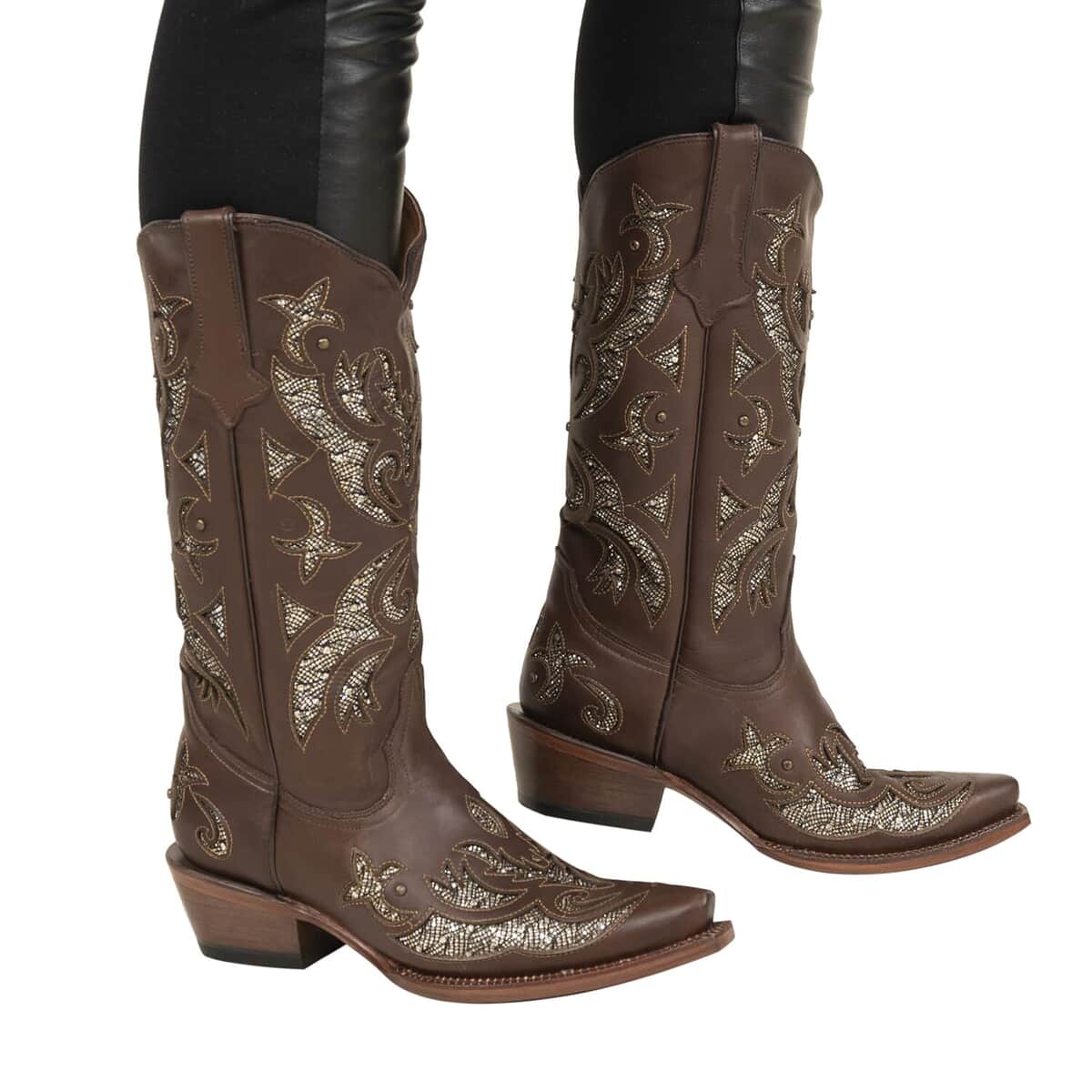 TANNER MARK Brown Shimmer Inlay Snip Toe Boot 6.5 image number 0