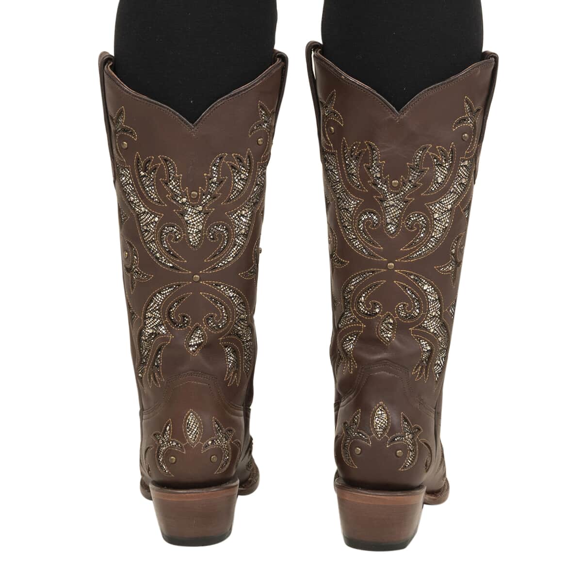 TANNER MARK Brown Shimmer Inlay Snip Toe Boot 6.5 image number 3