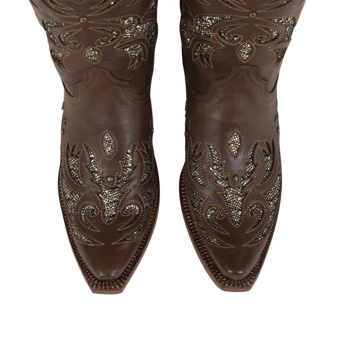 TANNER MARK Brown Shimmer Inlay Snip Toe Boot 6.5 image number 4
