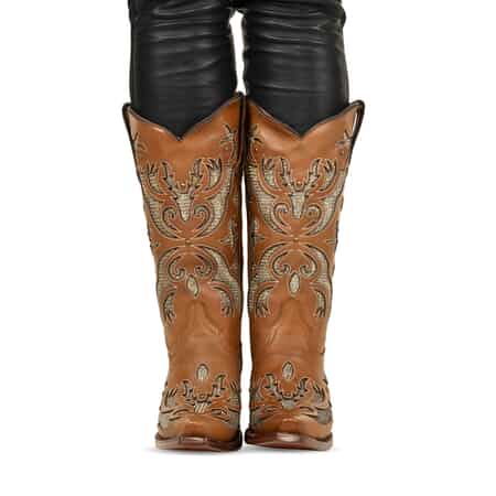 TANNER MARK Honey Shimmer Inlay Snip Toe Boot 6.5 image number 2