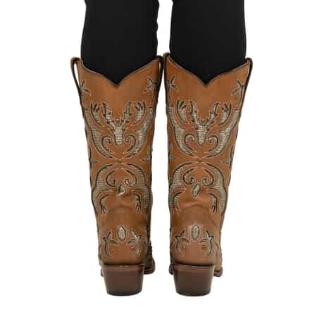 TANNER MARK Honey Shimmer Inlay Snip Toe Boot 6.5 image number 3