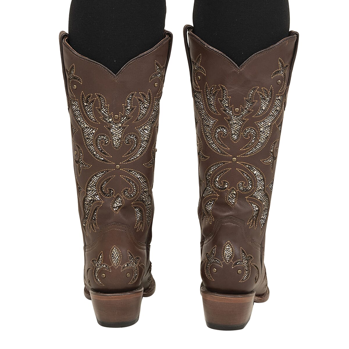 TANNER MARK Brown Shimmer Inlay Snip Toe Boot 7.5 image number 3