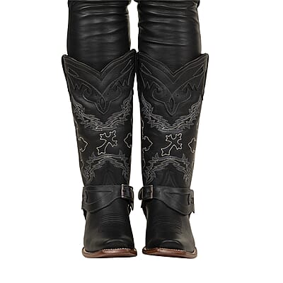 TANNER MARK Black Harness Square Toe Boot 6.5