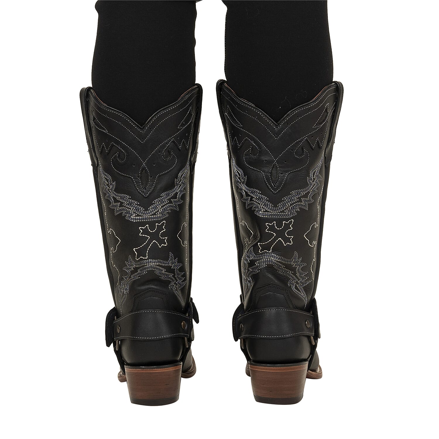 TANNER MARK Black Harness Square Toe Boot 6.5