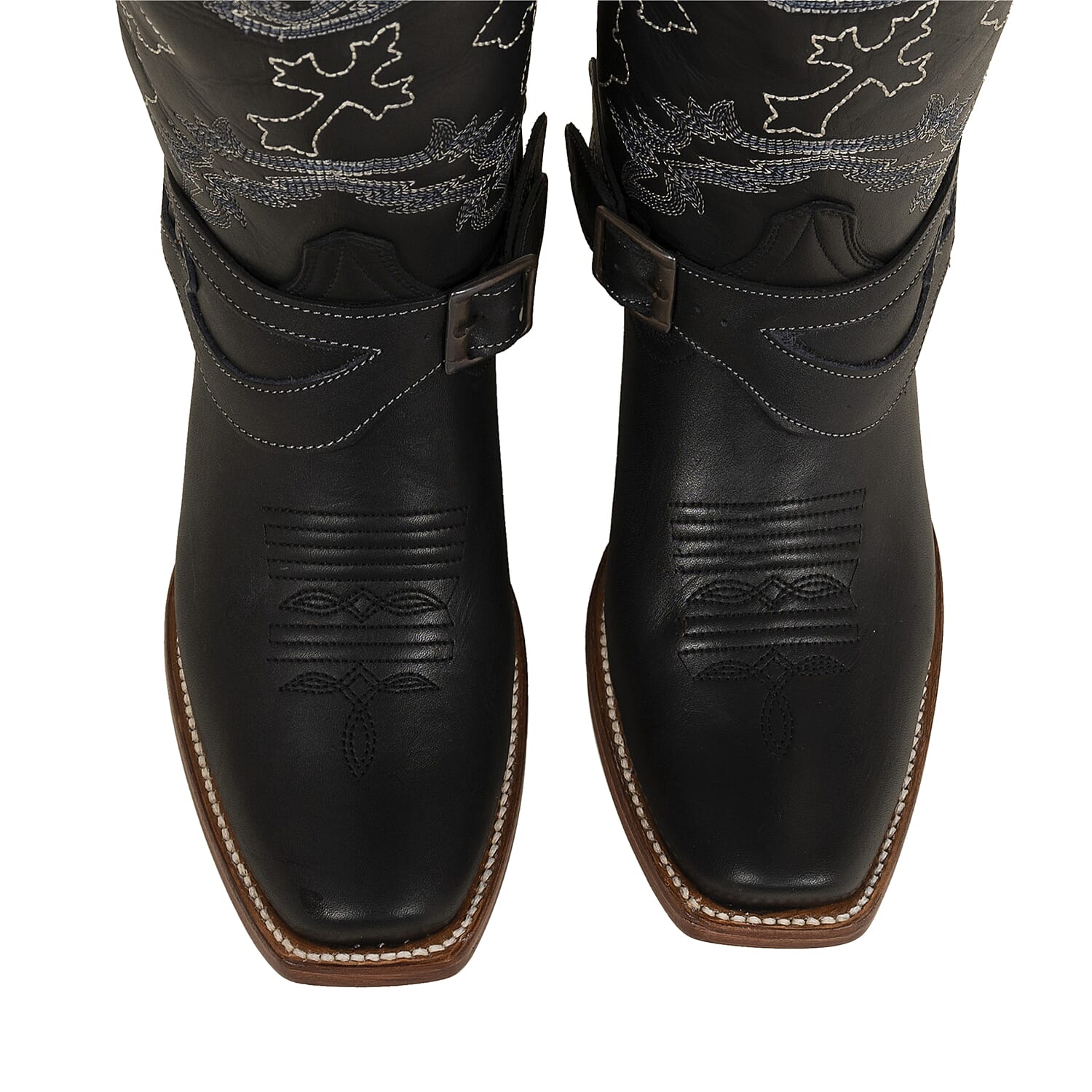 TANNER MARK Black Harness Square Toe Boot 6.5