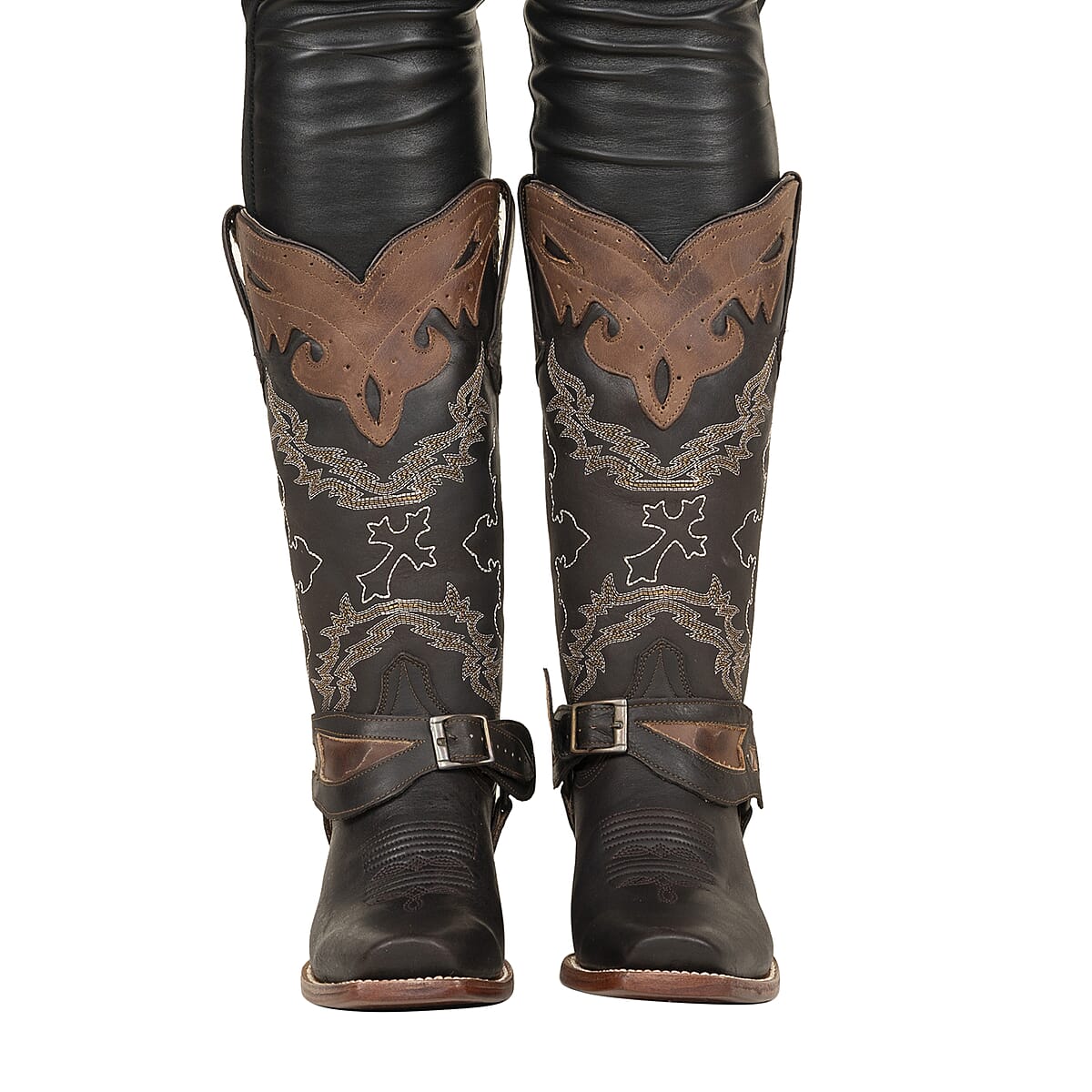 TANNER MARK Dark Brown Harness Square Toe Boot 5 image number 2