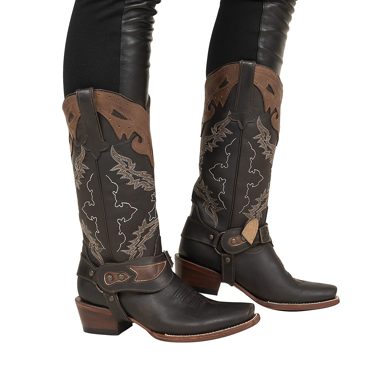 TANNER MARK Dark Brown Harness Square Toe Boot 10.5 image number 0