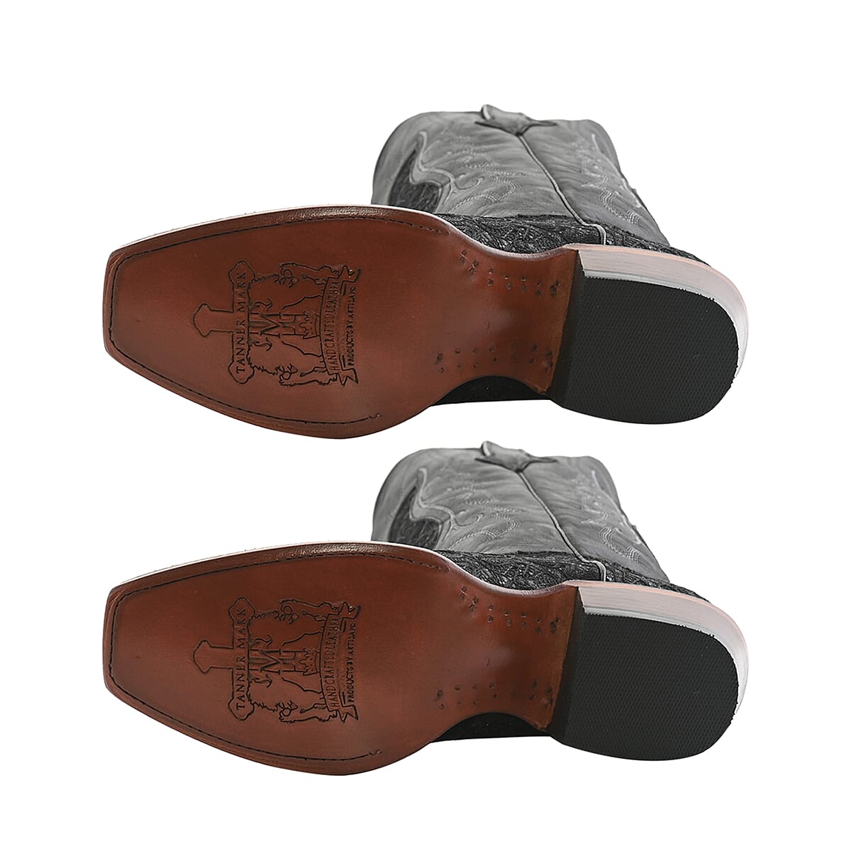 TANNER MARK Black Shimmer Square Toe Boot 7.5 | Leather Boots | Biker Boots | Square Toe Cowboy Boots | Heel Boots image number 4