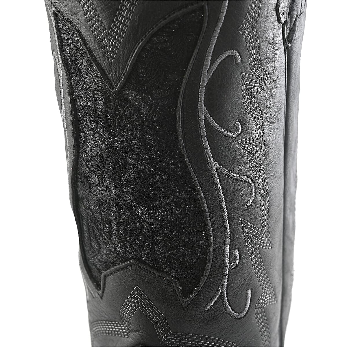 TANNER MARK Black Shimmer Square Toe Boot 7.5 | Leather Boots | Biker Boots | Square Toe Cowboy Boots | Heel Boots image number 6