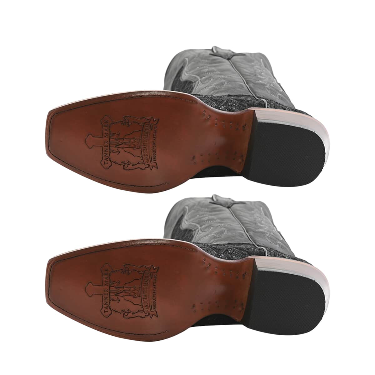 TANNER MARK Black Shimmer Square Toe Boot 9 | Leather Boots | Biker Boots | Square Toe Cowboy Boots | Heel Boots image number 4