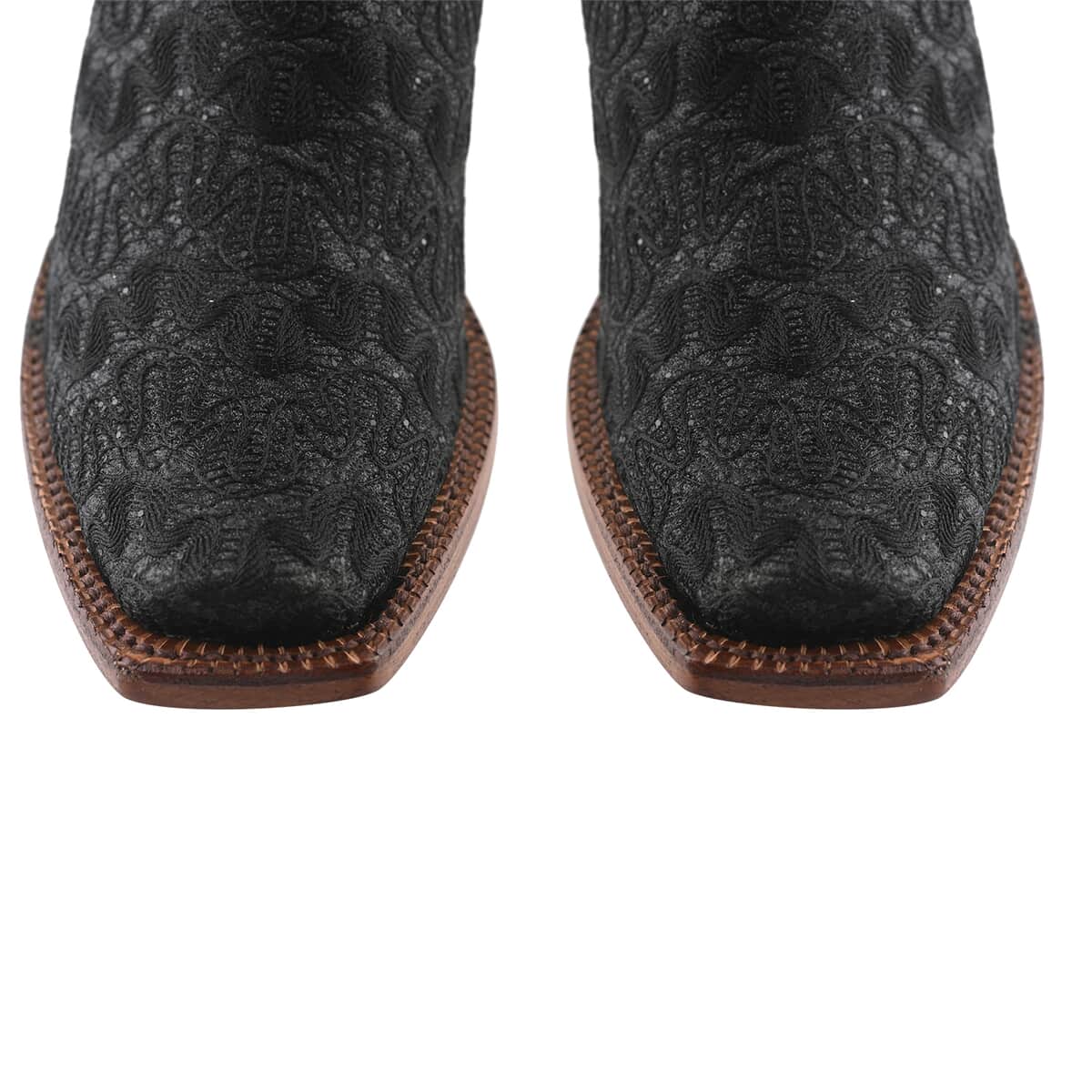 TANNER MARK Black Shimmer Square Toe Boot 9 | Leather Boots | Biker Boots | Square Toe Cowboy Boots | Heel Boots image number 5