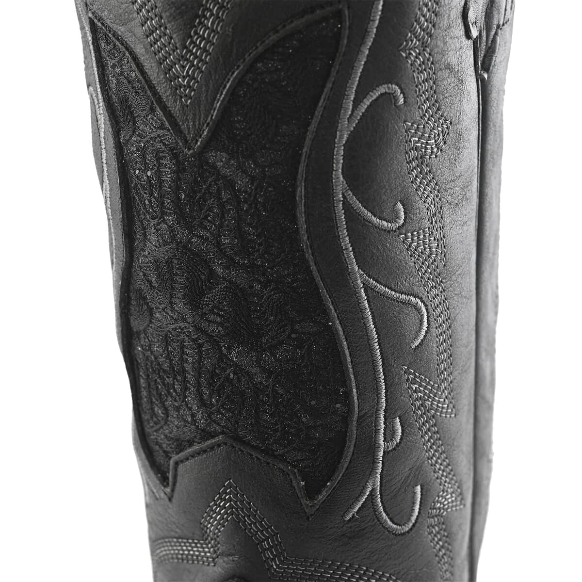 TANNER MARK Black Shimmer Square Toe Boot 9 | Leather Boots | Biker Boots | Square Toe Cowboy Boots | Heel Boots image number 6