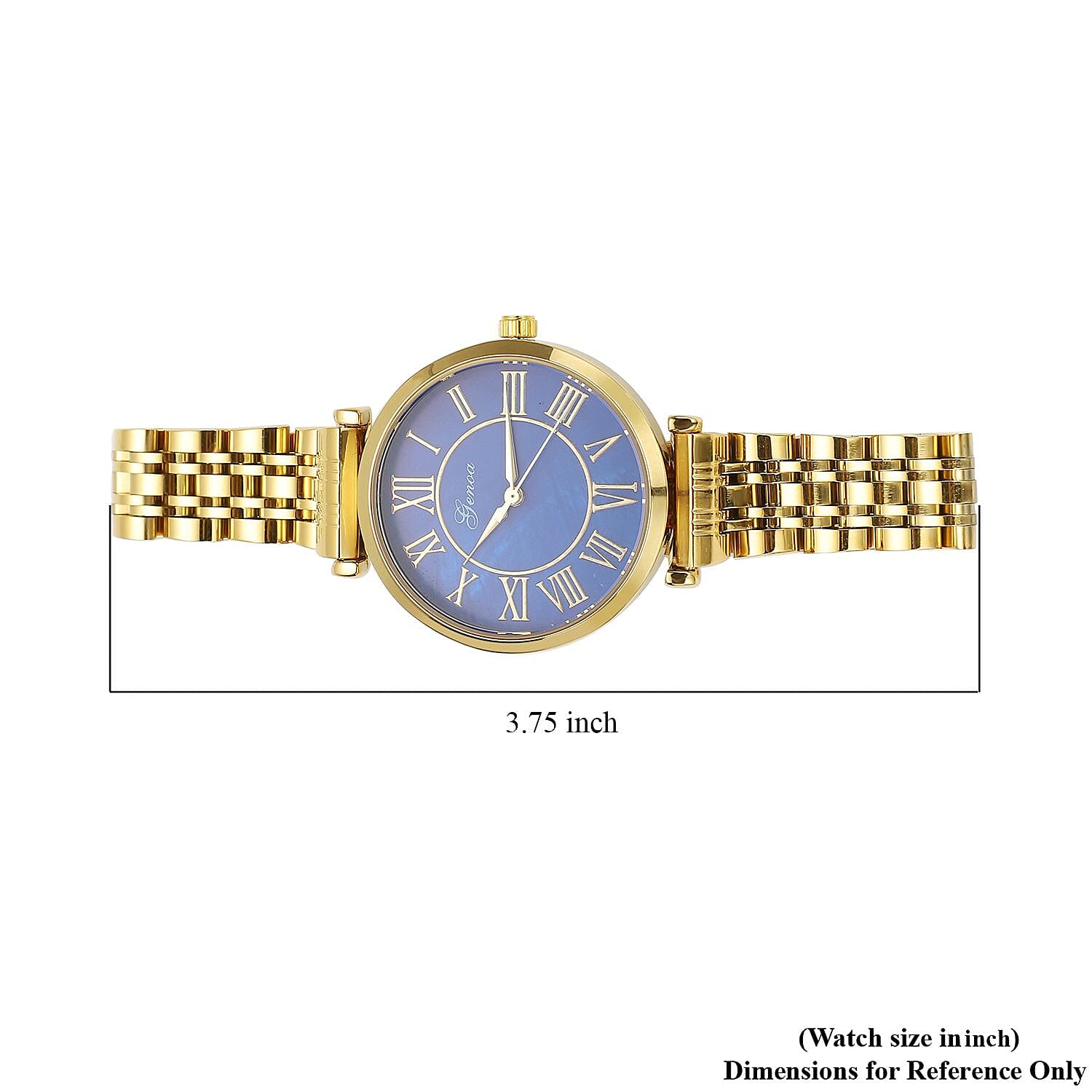 Genoa Miyota Japanese Movement MOP Dial Watch with ION Plated YG Stainless Steel Strap (6.50-7.00 Inches) (33mm)