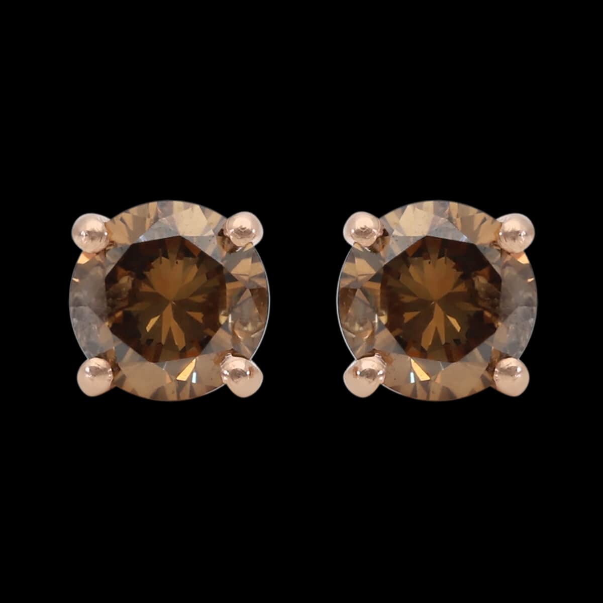 Luxoro 10K Rose Gold I3 Natural Champagne Diamond Stud Earrings 1.00 ctw image number 1