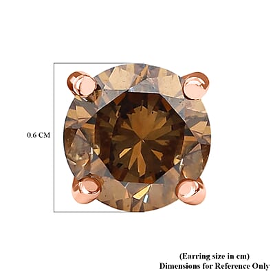 Luxoro I3 Natural Champagne Diamond Stud Earrings in 10K Rose Gold 1.00 ctw