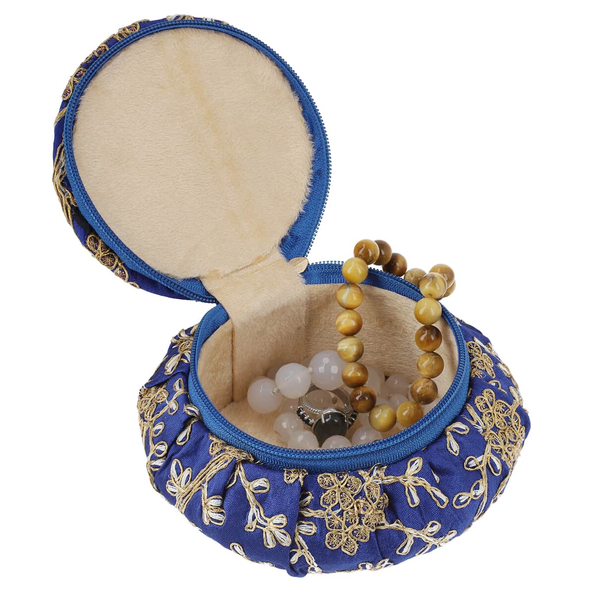 Blue Brocade Matki Jewelry Box image number 4