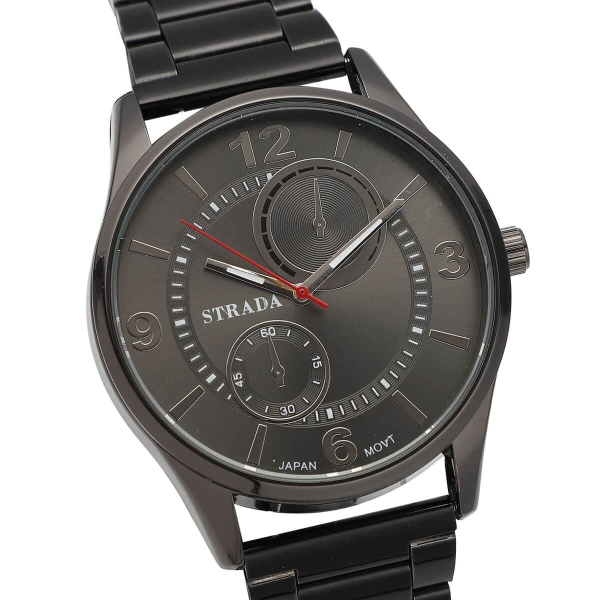 Strada Japanese Movement Watch with ION Plated Black Stainless Steel Strap (6.50-8.25 Inches) (25.40 mm) image number 3