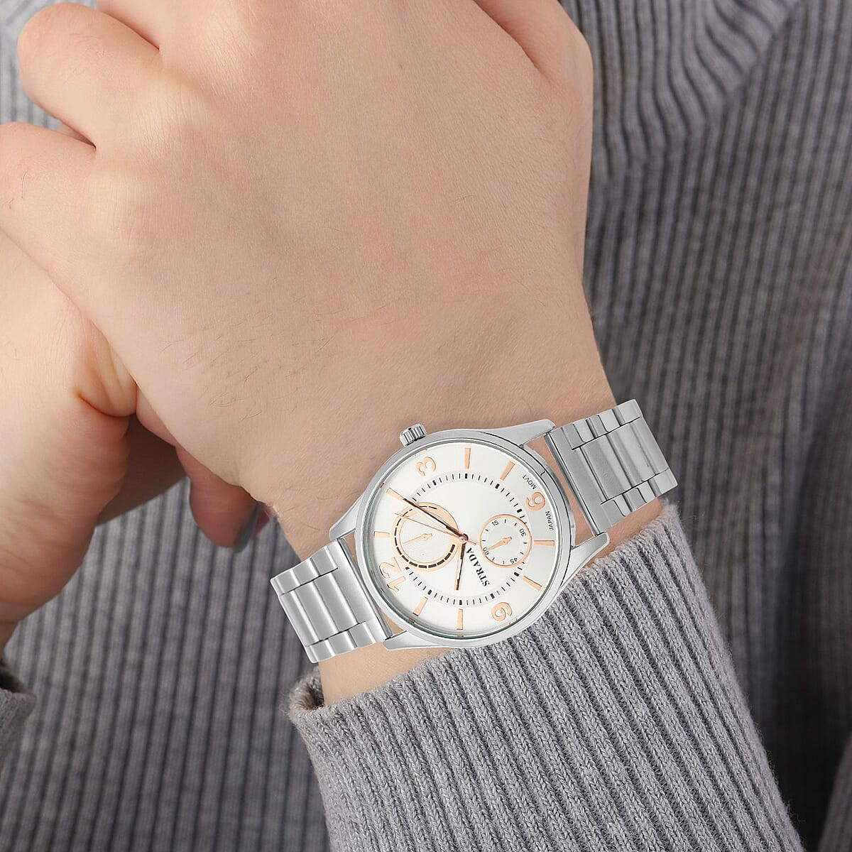 Strada Japanese Movement Watch with Stainless Steel Strap (6.50-8.25 Inches) (25.40 mm) image number 2