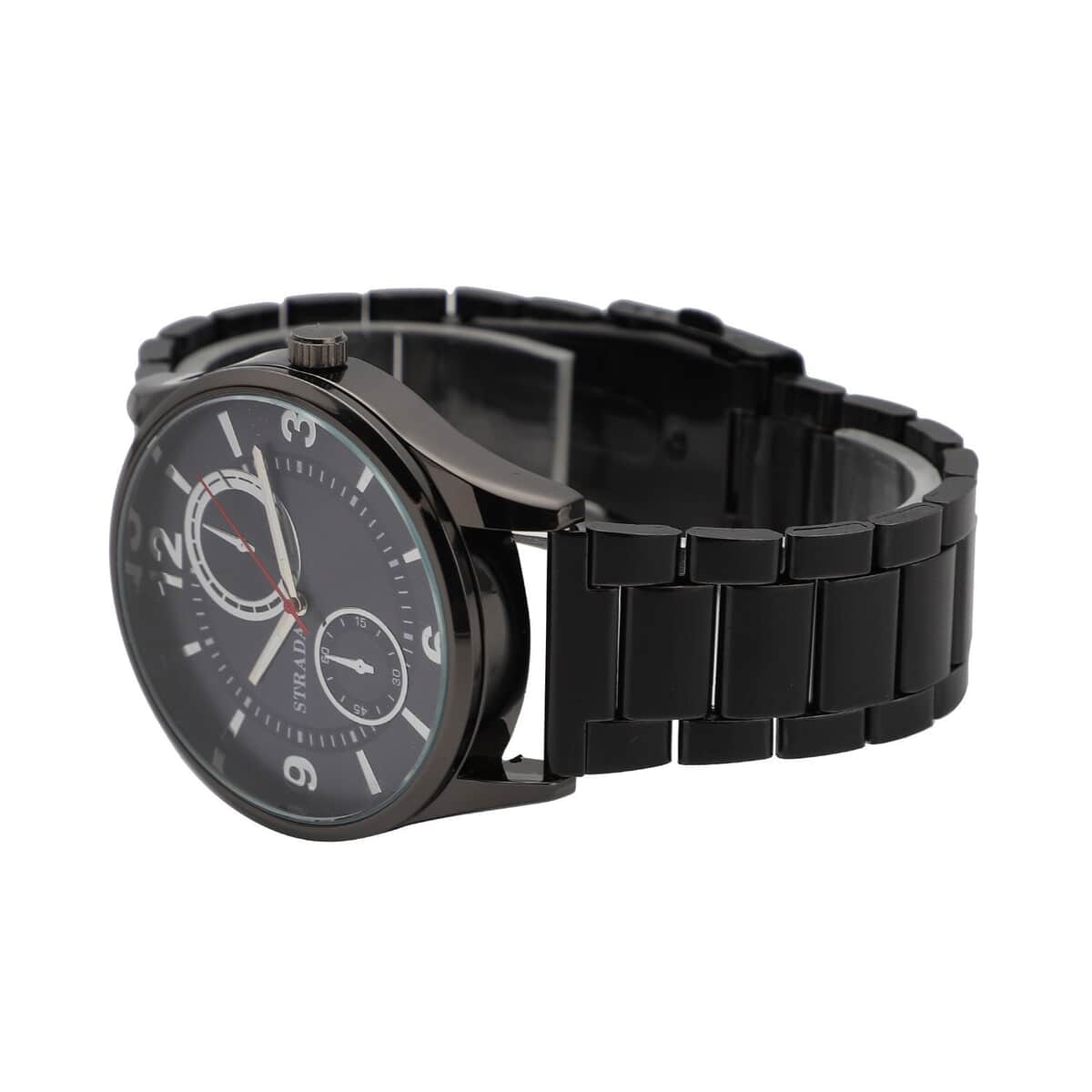 Strada Japanese Movement Watch with ION Plated Black Stainless Steel Strap (6.50-8.25 Inches) (25.40 mm) image number 4