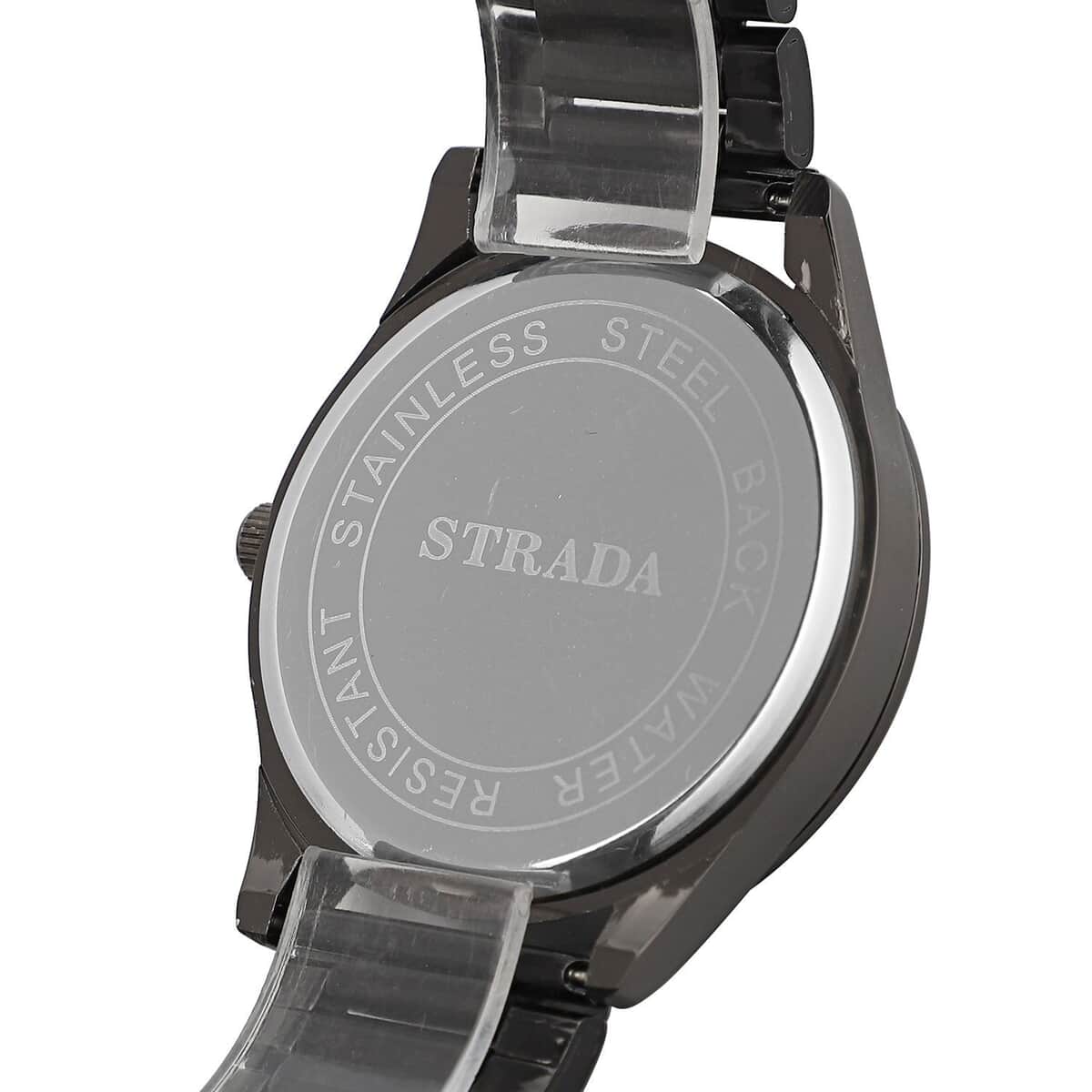 Strada Japanese Movement Watch with ION Plated Black Stainless Steel Strap (6.50-8.25 Inches) (25.40 mm) image number 5