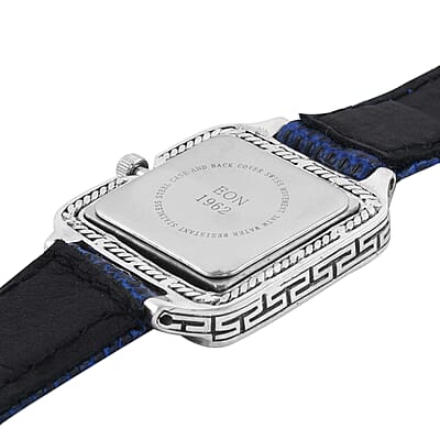 Bali Legacy Eon 1962 Lapis Lazuli Swiss Movement Watch in Sterling Silver and Stainless Steel with Royal Blue Genuine Lizard Leather Strap