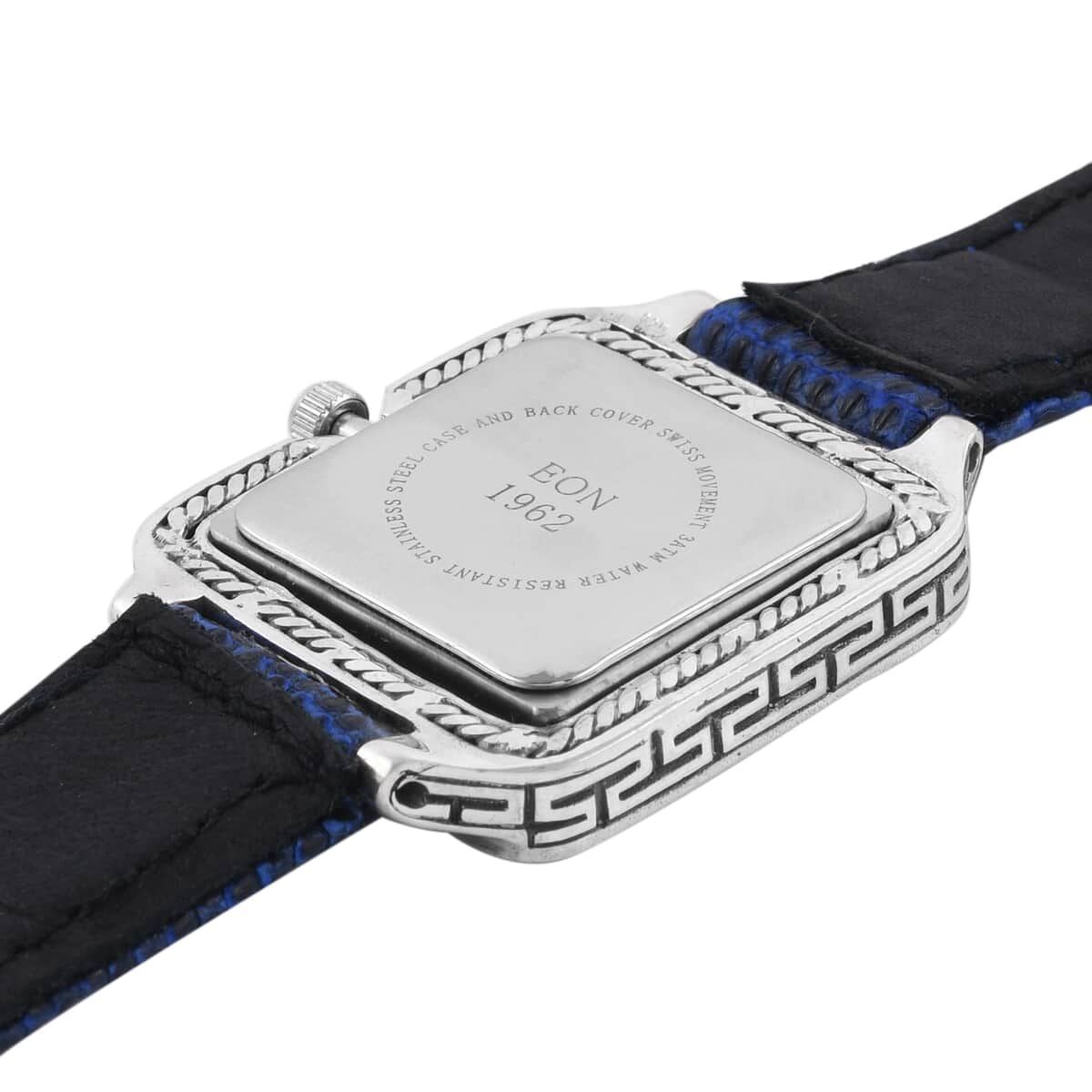 Bali Legacy Eon 1962 Lapis Lazuli Swiss Movement Watch in Sterling Silver and Stainless Steel with Royal Blue Genuine Lizard Leather Strap image number 4