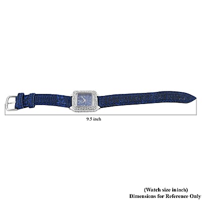 Bali Legacy Eon 1962 Lapis Lazuli Swiss Movement Watch in Sterling Silver and Stainless Steel with Royal Blue Genuine Lizard Leather Strap