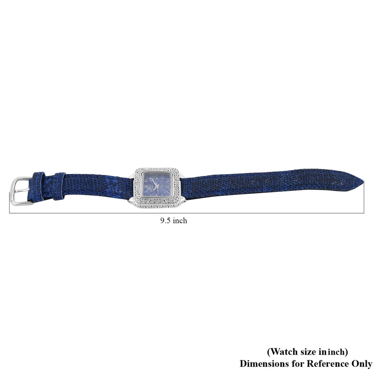Bali Legacy Eon 1962 Lapis Lazuli Swiss Movement Watch in Sterling Silver and Stainless Steel with Royal Blue Genuine Lizard Leather Strap image number 5