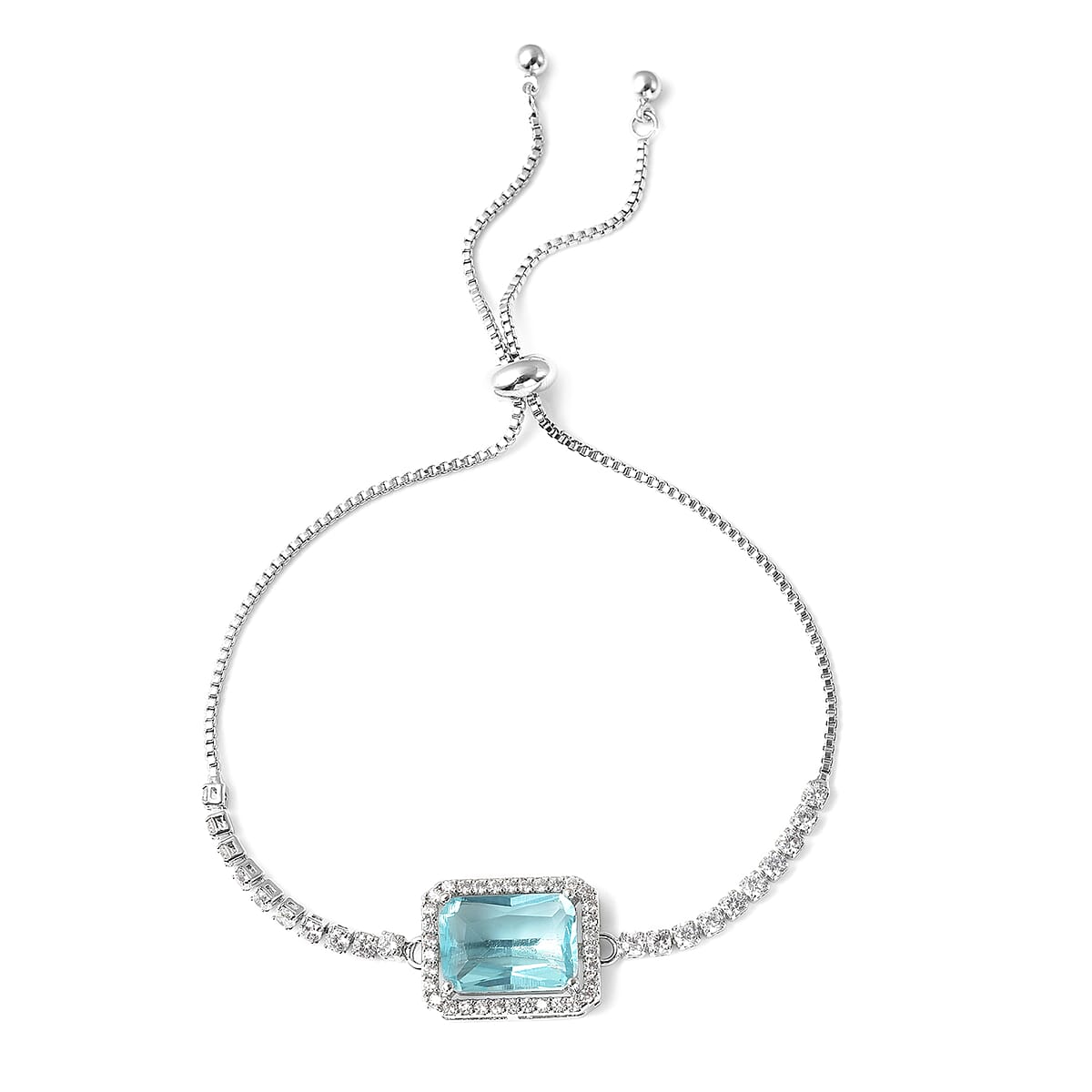 To My Beautiful Bonus Mom Jewelry Gift Box with Simulated Blue Sapphire, Simulated Diamond Adjustable Bracelet in Silvertone (6.00 In) 4.15 ctw image number 1