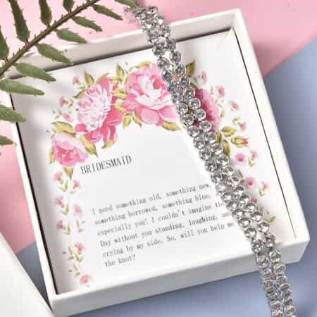 Will You be My Bridesmaid Jewelry Gift Box with Simulated Diamond Double Row Tennis Bracelet in Silvertone (7.50 In) 20.00 ctw image number 0