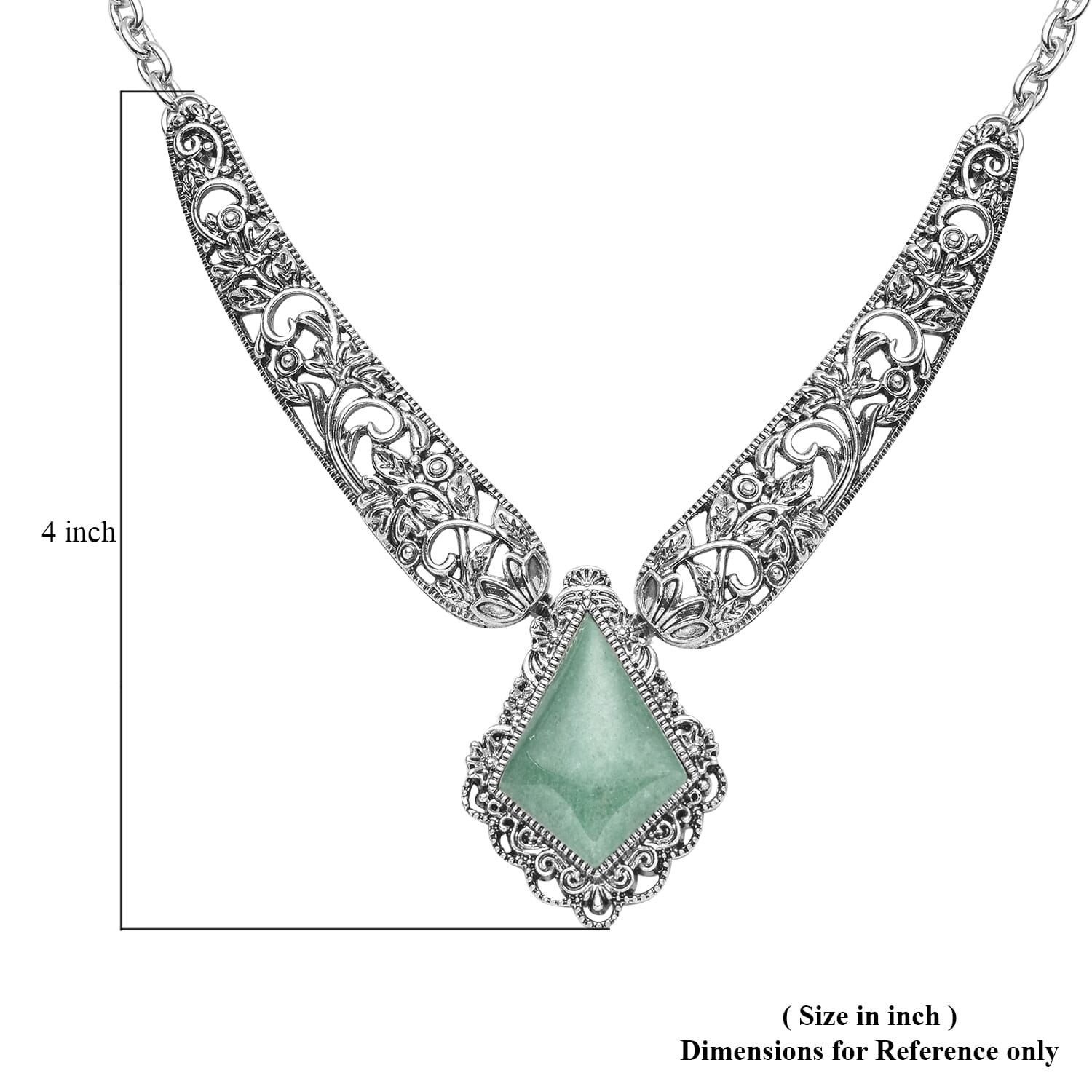 Buy Green Aventurine Necklace 20 Inches in Black Oxidized