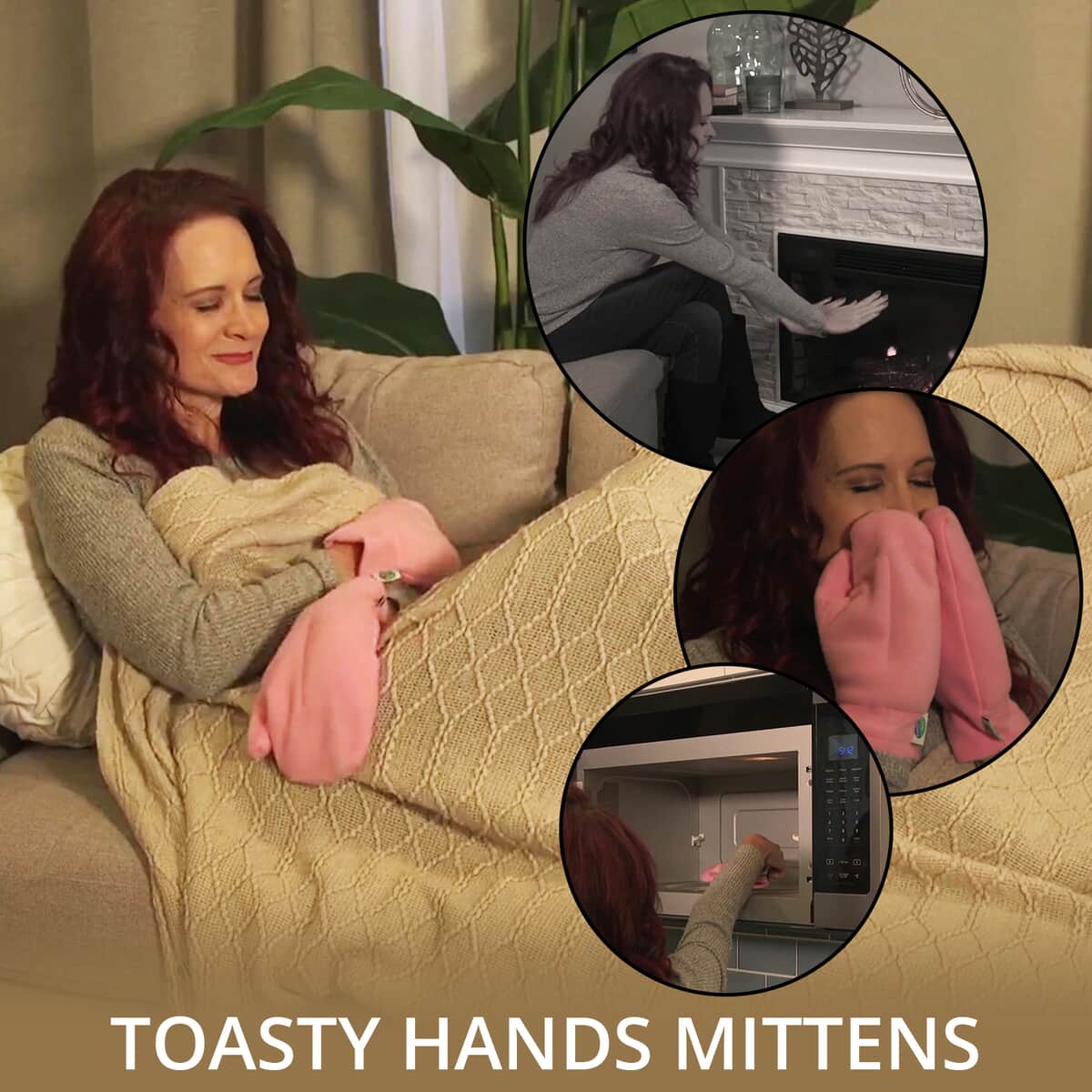 HOME INNOVATIONS Comfort Pedic Toasty Hands Mittens -Pink image number 1
