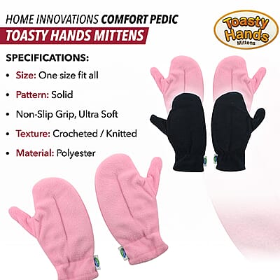 HOME INNOVATIONS Comfort Pedic Toasty Hands Mittens -Pink