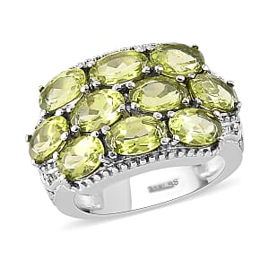 Hebei Peridot 4.85 ctw Ring in Stainless Steel (Size 5.0) 