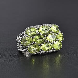 Hebei Peridot 4.85 ctw Ring in Stainless Steel (Size 5.0) 