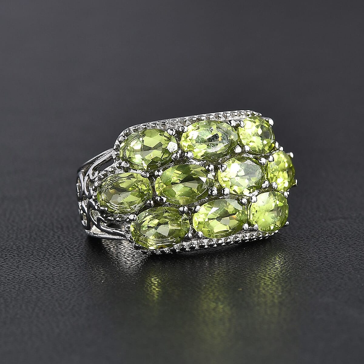 Hebei Peridot 4.85 ctw Ring in Stainless Steel (Size 6.0)  image number 1