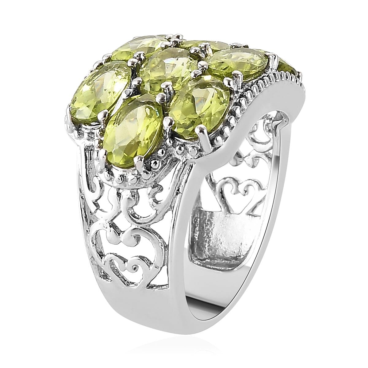 Hebei Peridot 4.85 ctw Ring in Stainless Steel (Size 6.0)  image number 3