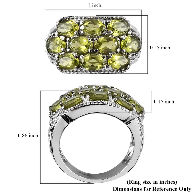 Hebei Peridot 4.85 ctw Ring in Stainless Steel (Size 7.0)