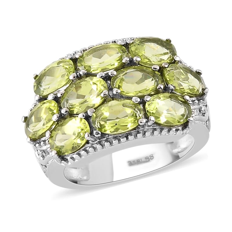 Hebei Peridot 4.85 ctw Ring in Stainless Steel (Size 9.0)