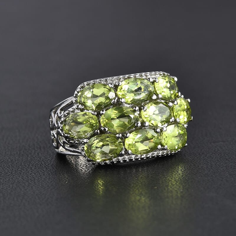 Hebei Peridot 4.85 ctw Ring in Stainless Steel (Size 9.0)