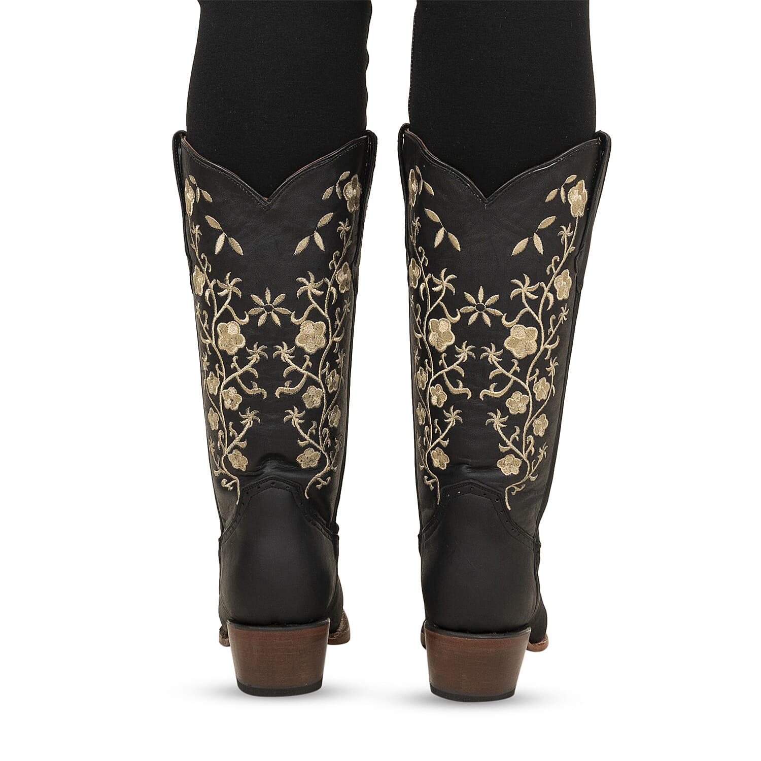 TANNER MARK Black Turin Floral Top Snip Toe Boot 6.5