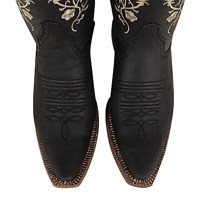 TANNER MARK Black Turin Floral Top Snip Toe Boot 6.5