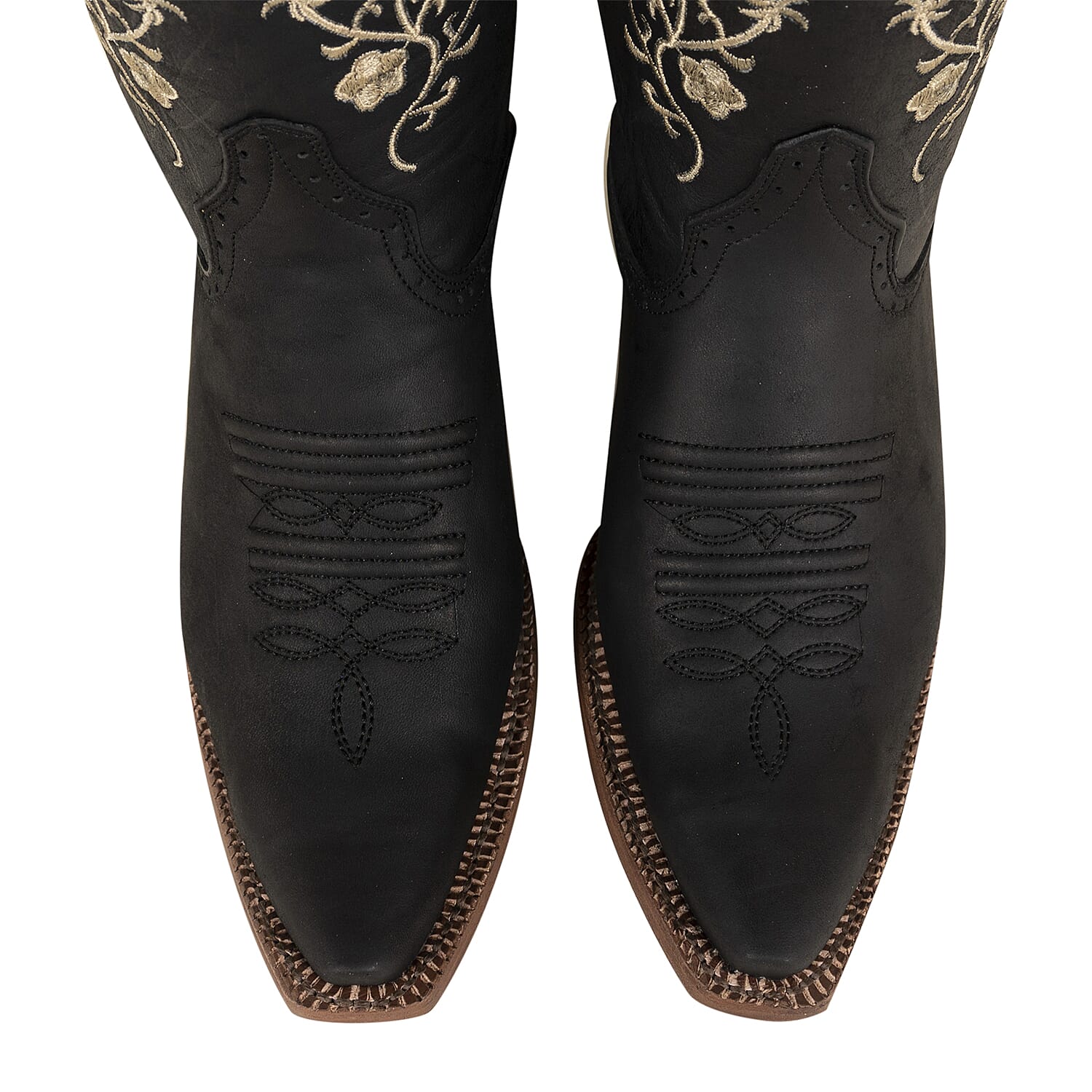 TANNER MARK Black Turin Floral Top Snip Toe Boot 6.5