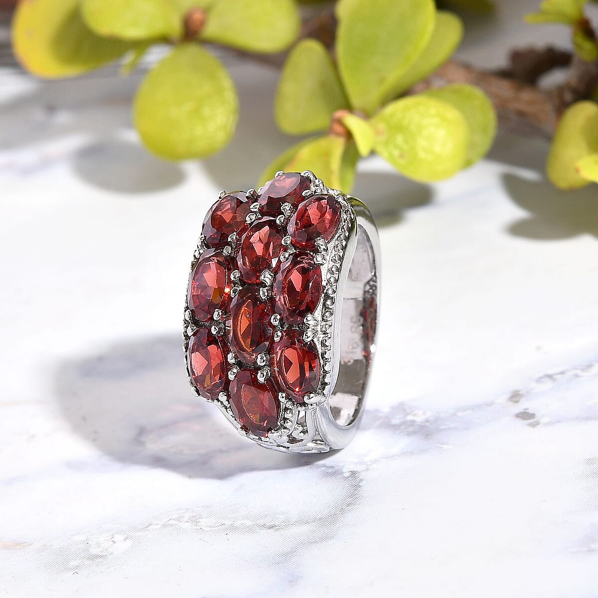 Mozambique Garnet 5.25 ctw Ring in Stainless Steel (Size 10.0) image number 2