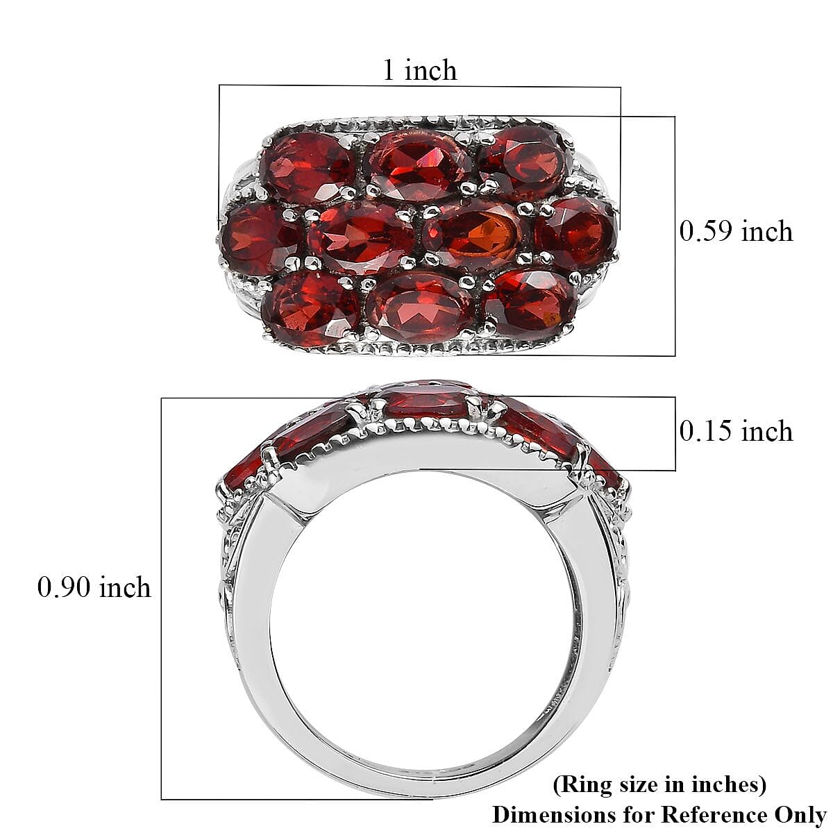 Mozambique Garnet 5.25 ctw Ring in Stainless Steel (Size 5.0) image number 5