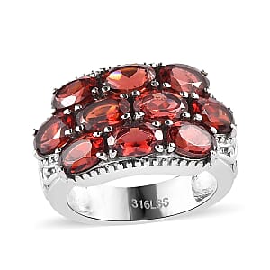Mozambique Garnet 5.25 ctw Ring in Stainless Steel (Size 7.0)