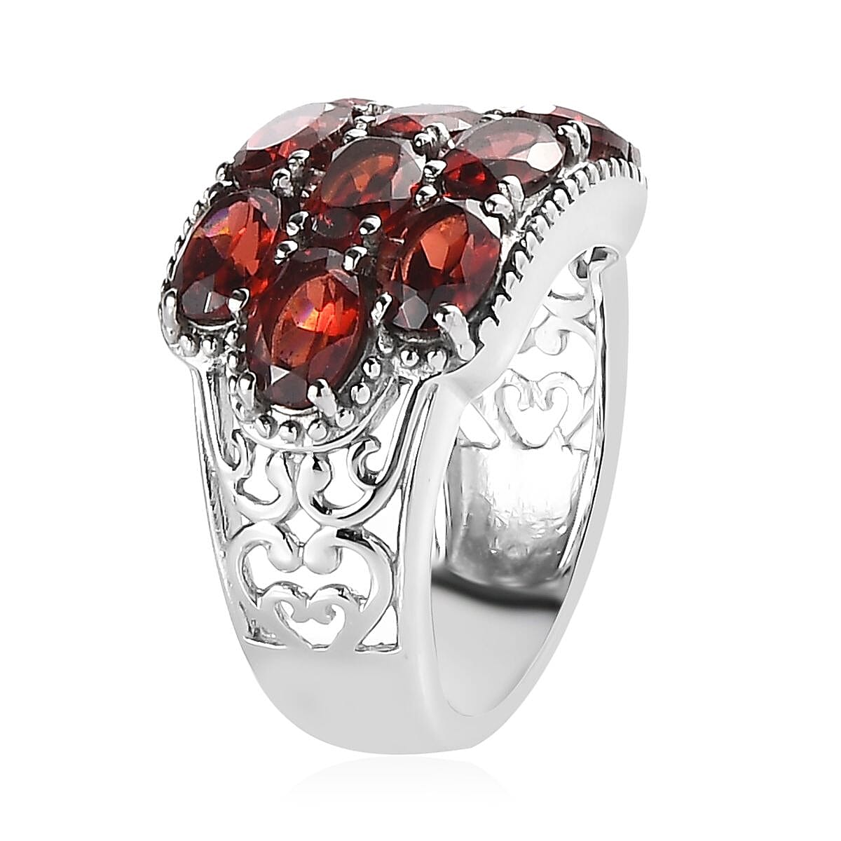 Mozambique Garnet 5.25 ctw Ring in Stainless Steel (Size 7.0) image number 3