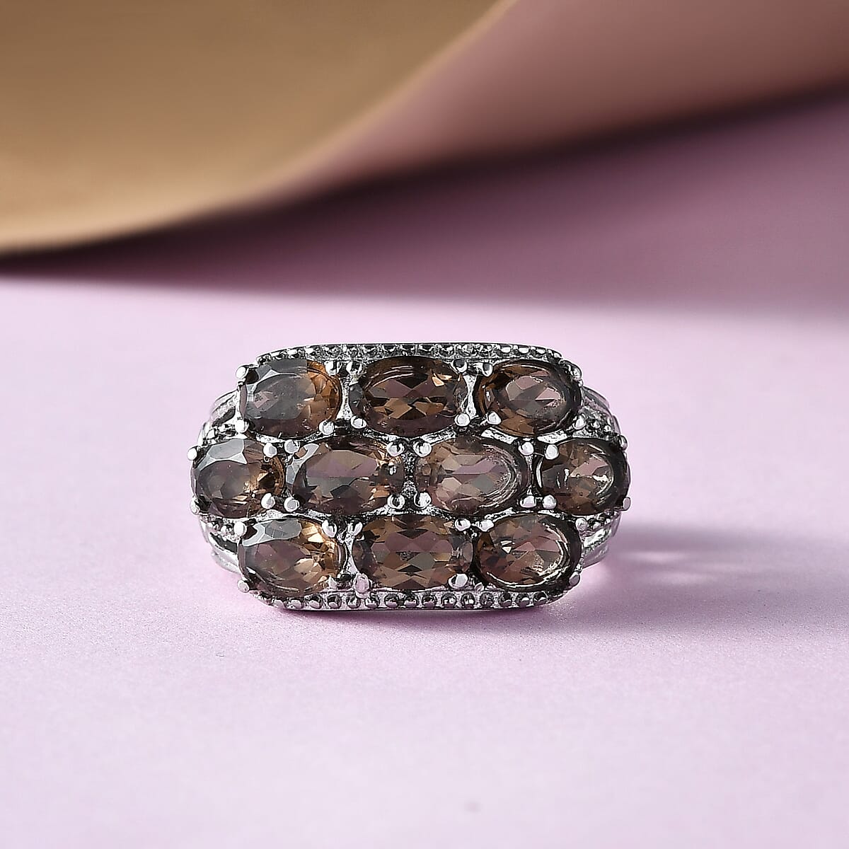 Brazilian Smoky Quartz Ring in Stainless Steel (Size 8.0) 4.50 ctw image number 1