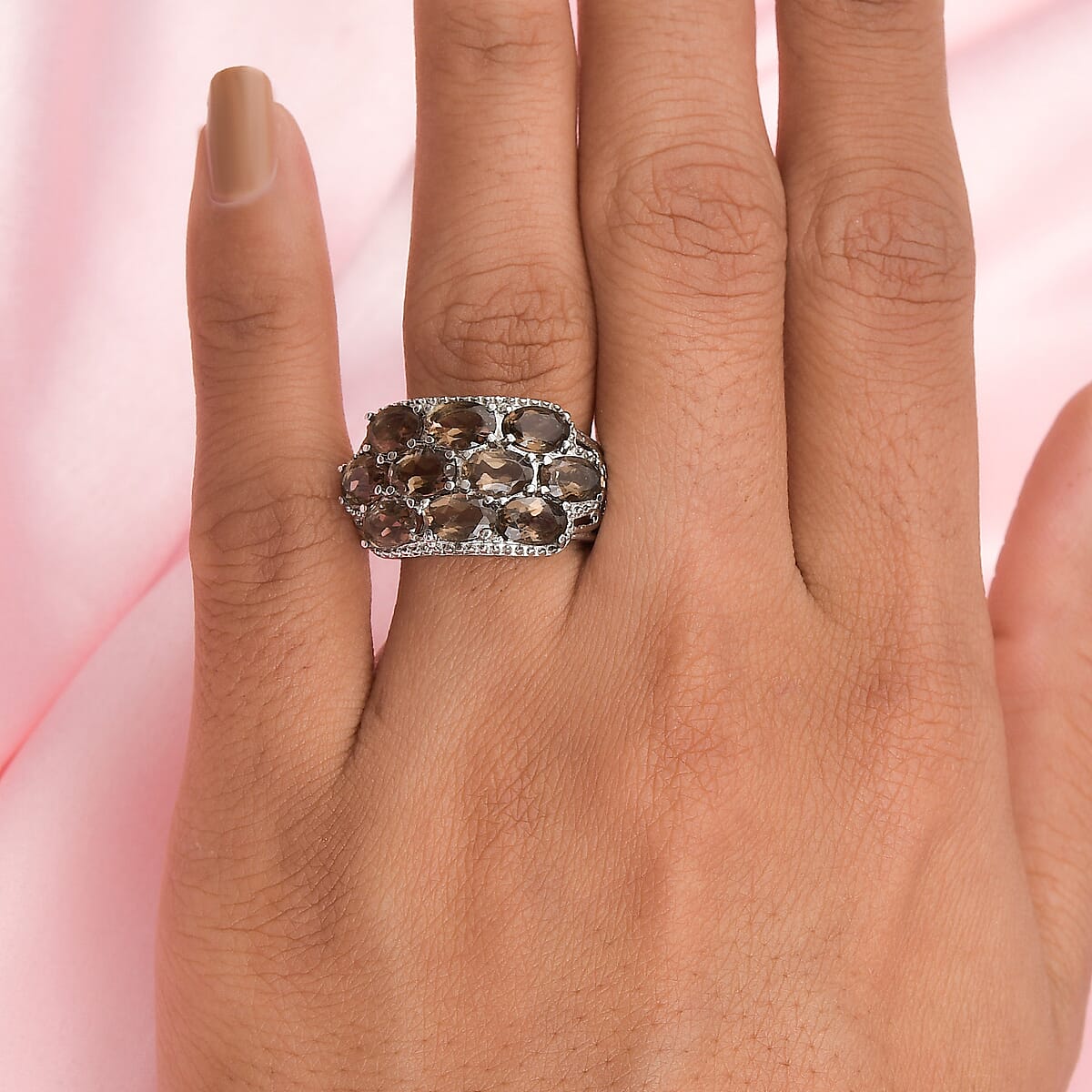 Brazilian Smoky Quartz Ring in Stainless Steel (Size 8.0) 4.50 ctw image number 2