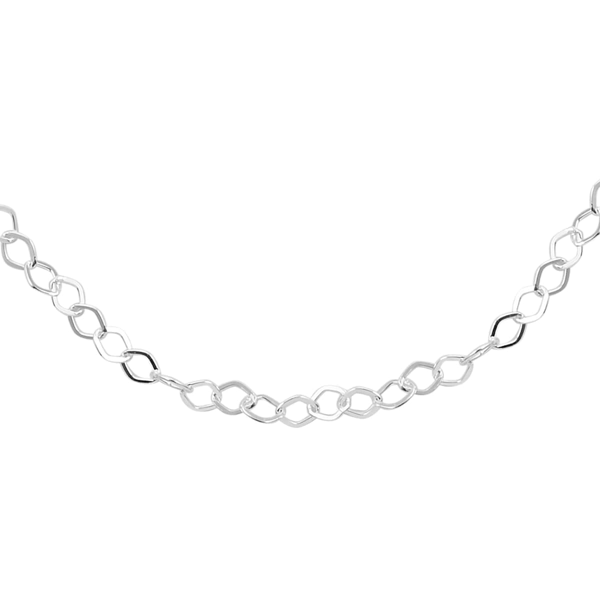Italian Sterling Silver Marquise Linked Chain 24 Inches 2.60 Grams image number 0
